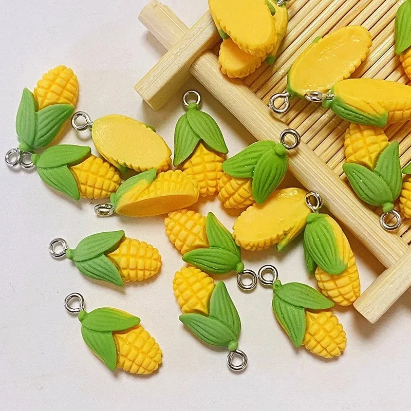 Resin Craft Material - 20個入り 面白いミニコーン野菜樹脂チャーム 人工食品ペンダント DIYクラフト用品 イヤリング ブレスレット