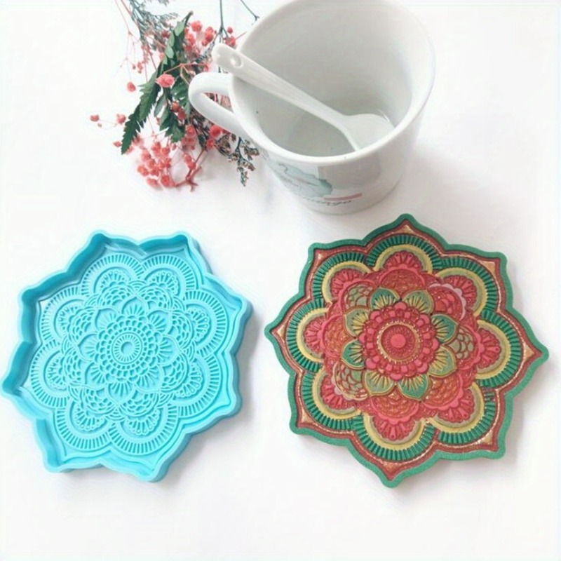 Silicone Mold Tray - マンダラシリコンコースター型,丸型トレイ,カップマット,エポキシ樹脂型,工芸品,家の装飾,製造ツール
