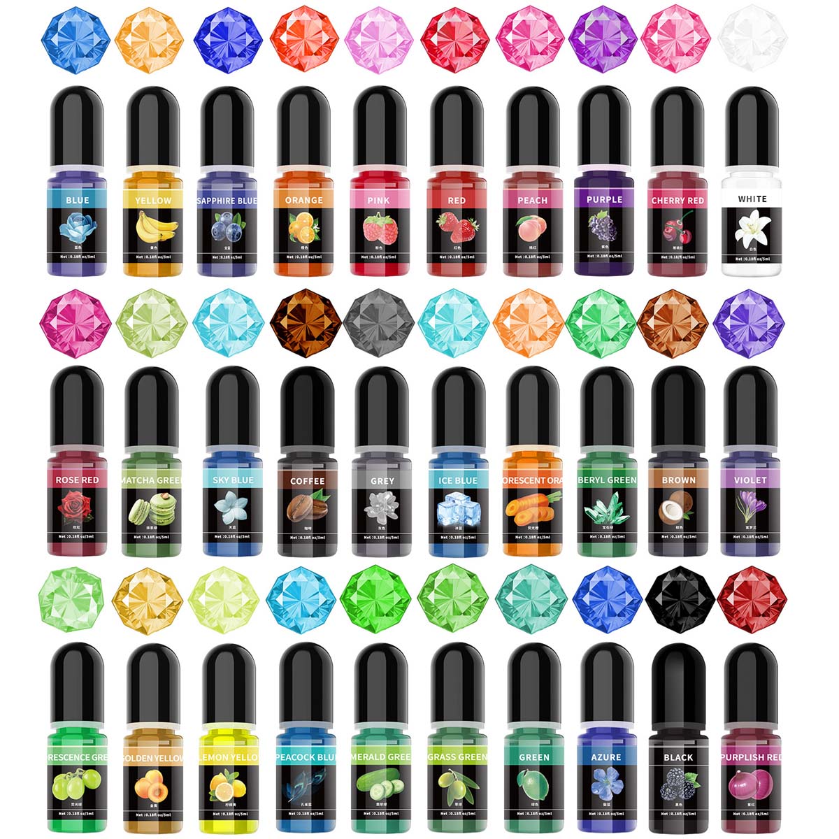 Resin Pigment Set - 5ml/ボトル エポキシ樹脂顔料 液体着色剤 染料 ユニバーサルエポキシ樹脂顔料 UV