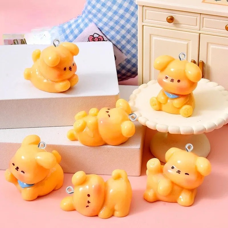 Resin Craft Projects - 10 個かわいい漫画犬アクリル樹脂チャームミニペンダント DIY ジュエリー作りブレスレットネックレスイヤリングキーホルダーバッグ装飾用