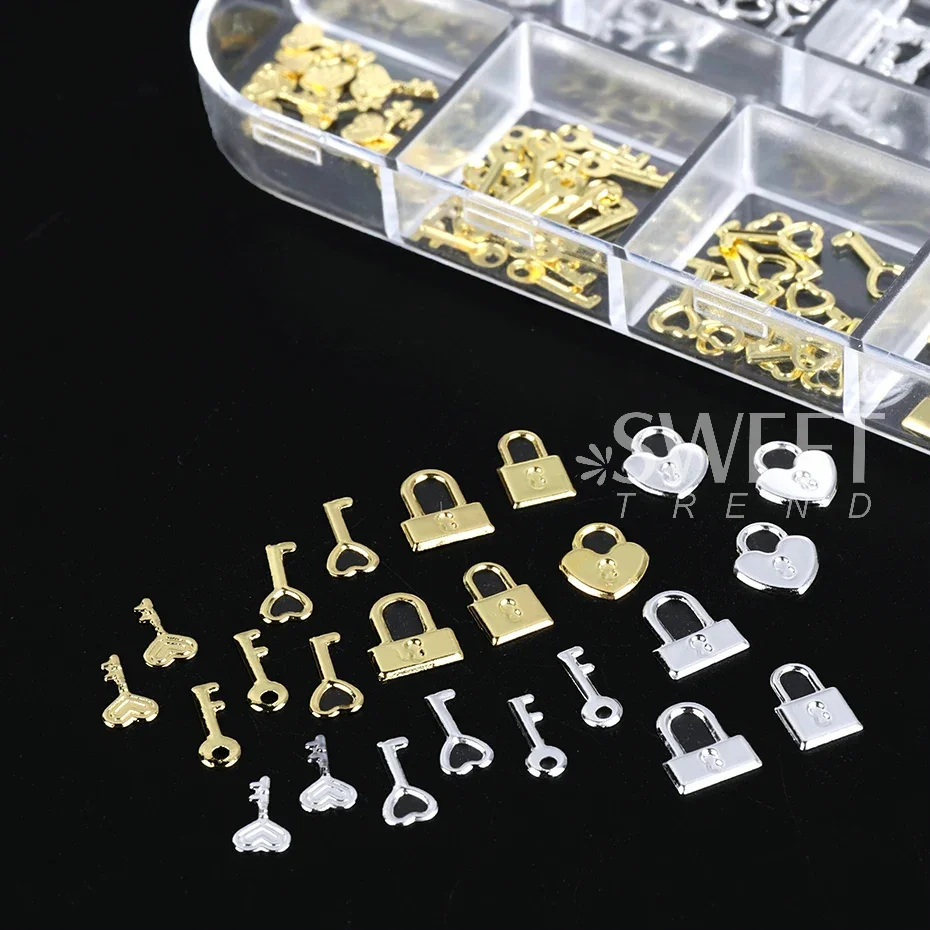 12 グリッドゴールドシルバーメタルロックキーネイルデコレー - Gold Foil Flakes のレビューと価格