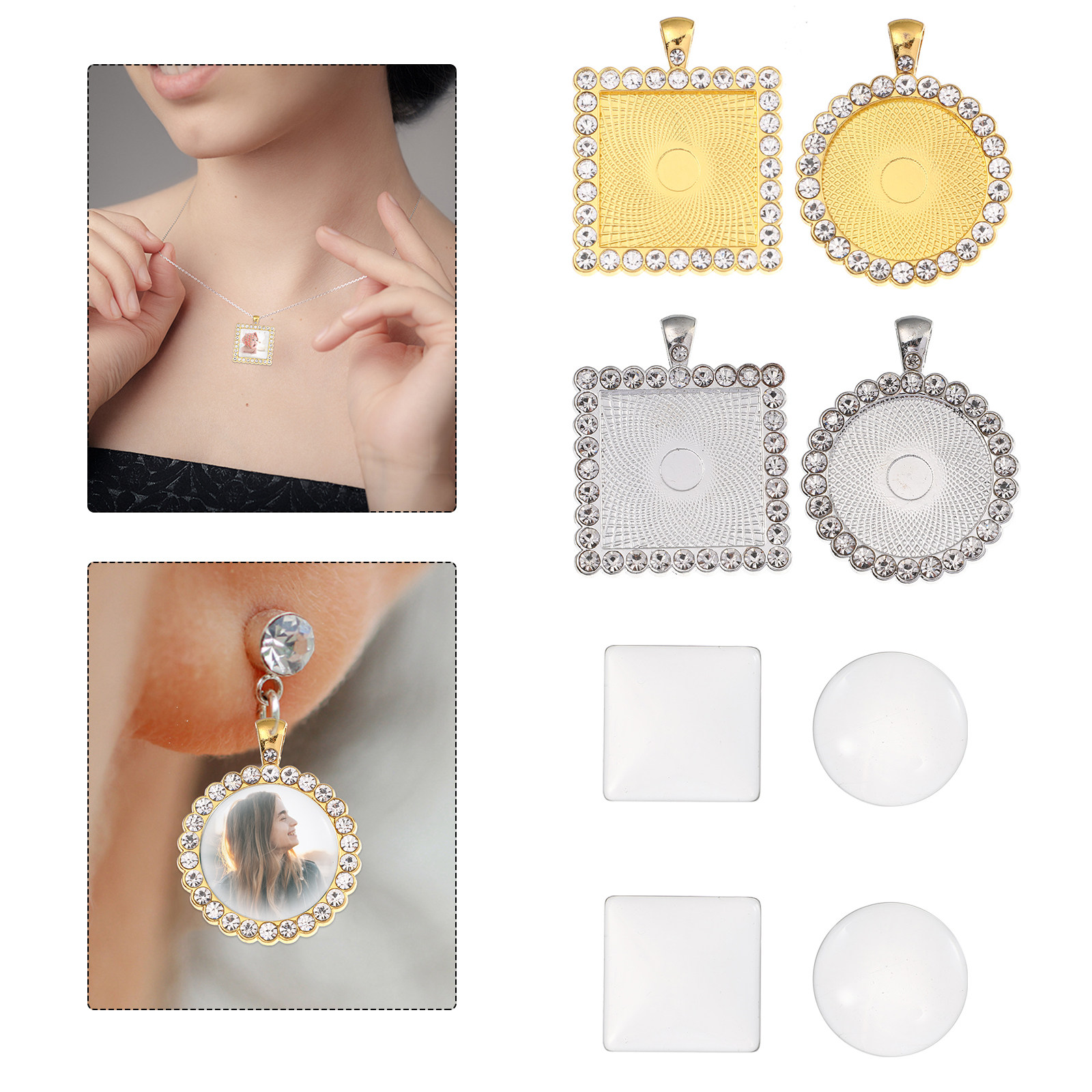 40個入り合金製イヤリングセッティングトレイ、ガラスカボショ - Resin Crafts Diy のレビューと価格