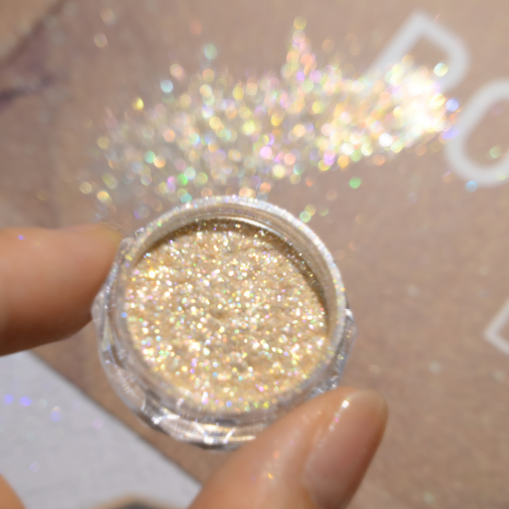 超光沢のあるゴールドオパールネイルパウダーマーメイドグリッタ - Gold Foil Flakes のレビューと価格