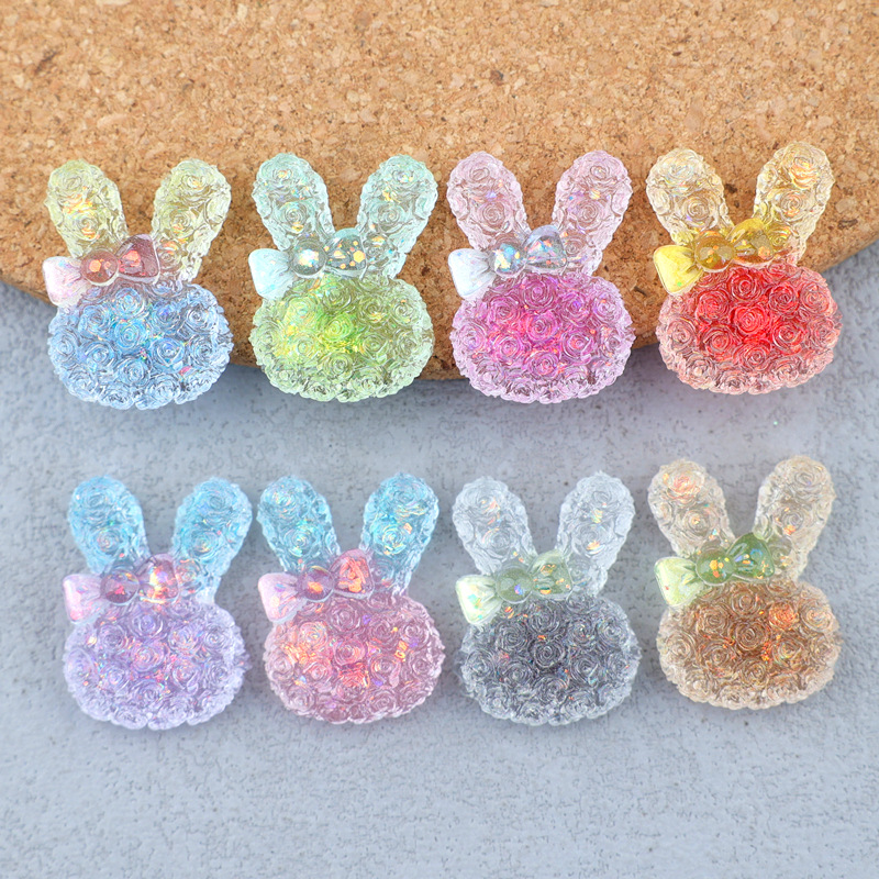 5個入り 18*25mm 光るグラデーションウサギレジンカボ - Resin Craft Material のレビューと価格