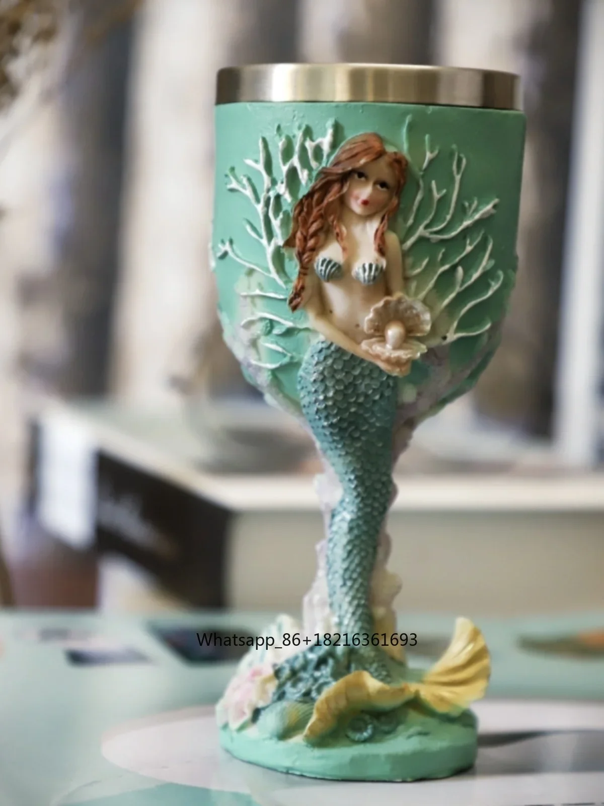 三次元彫刻マーメイド手描き工芸ゴブレット樹脂製クリエイティブ - Resin Crafts のレビューと価格