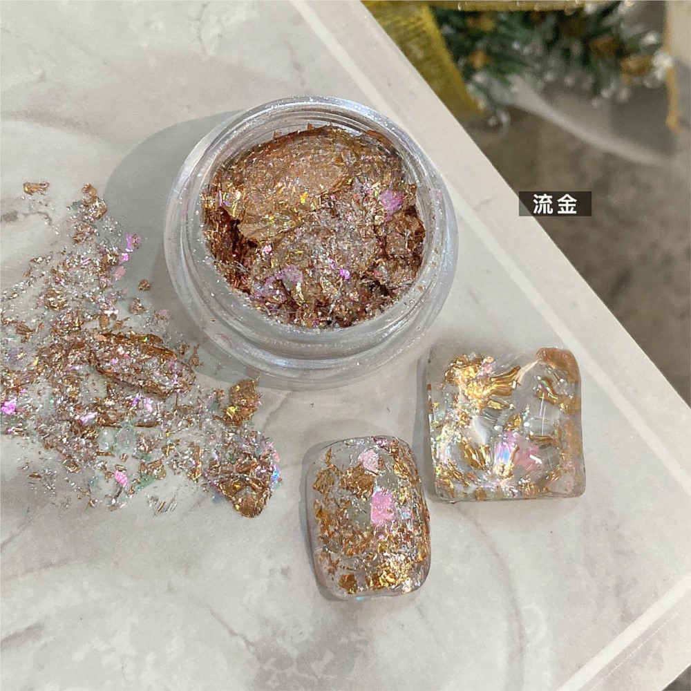 4 ジャー キラキラ ゴールド シルバー フォイル オパール - Gold Foil Flakes のレビューと価格