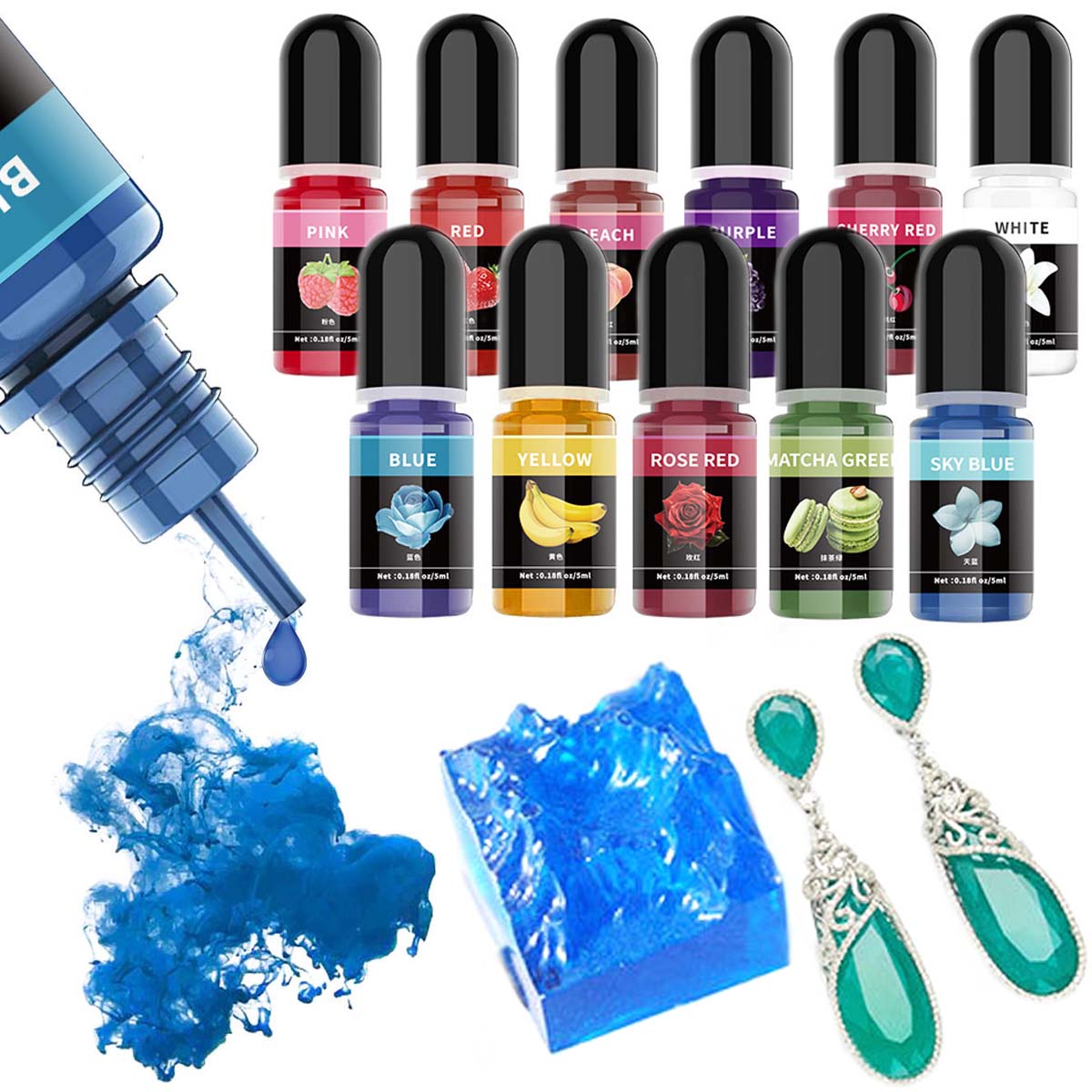 5ml/ボトル エポキシ樹脂顔料 液体着色剤 染料 ユニバー - Resin Pigment Set のレビューと価格
