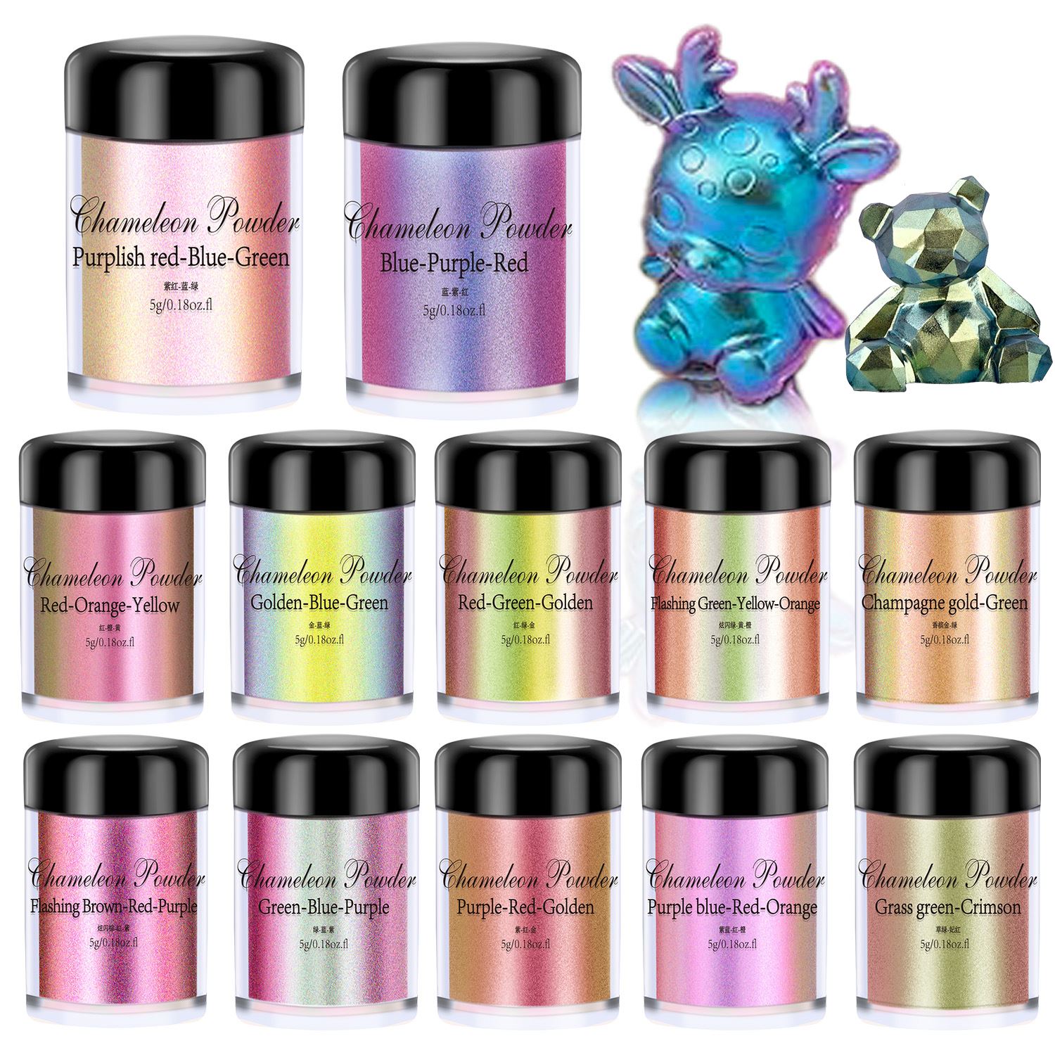 5 グラムカメレオンパウダーネイル染色マイカパウダー着色剤樹 - Resin Pigment Set のレビューと価格